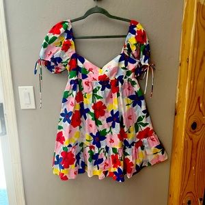 Floral Mini Puff Sleeve Babydoll Dress